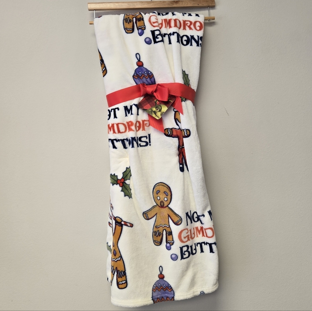Shrek Christmas Gingerbread Not My Gumdrop Buttons Fleece Throw Blanket